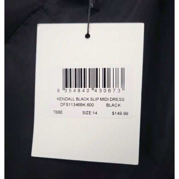 DISSH Kendall Black Cupro Slip Dress Long Bias-Cut Midi - Picture 12 of 13